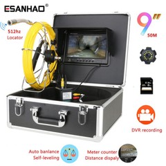 50m1000TVL Sewer Camera 512hz Self-leveling Pipe Inspection Camera Meter Counter