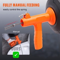 VEVOR 25Ft 1/4&Prime; Plumbing Drain Cleaner Snake Drain Auger Cleaning Clog Remover