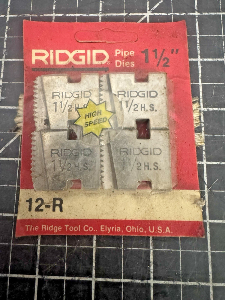 Ridgid 12-R Pipe Threading Dies 1-1/2&rdquo; H.S. Set of 4 &ndash; Ridgid Handheld Die Head