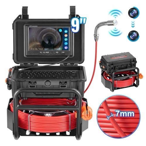 VEVOR Sewer Camera, 98 ft/30m, Self-Leveling Drain Camera with 512Hz WP9612FT