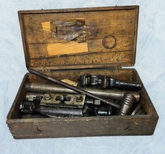 Antique MARK MFG CO. 36&rdquo; Pipe Threader + Original Box Wrench & Pipe Cutter No. 1