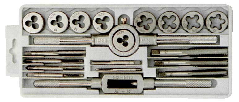 20PCS TIN COATED NC TAP & HEX DIE SET TAPS & DIE SETS FRACTIONAL ITEM NO. 777TD