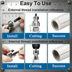PVC Pipe Threader Set 3 Piece 1/2 inch 3/4 inch 1 inch Drill Thread Tool Kit Pro