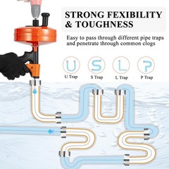 50 FT Drain Snake with Auto-Feed & Drill Attachment &ndash; Heavy Duty Plumbing Aug&hellip;