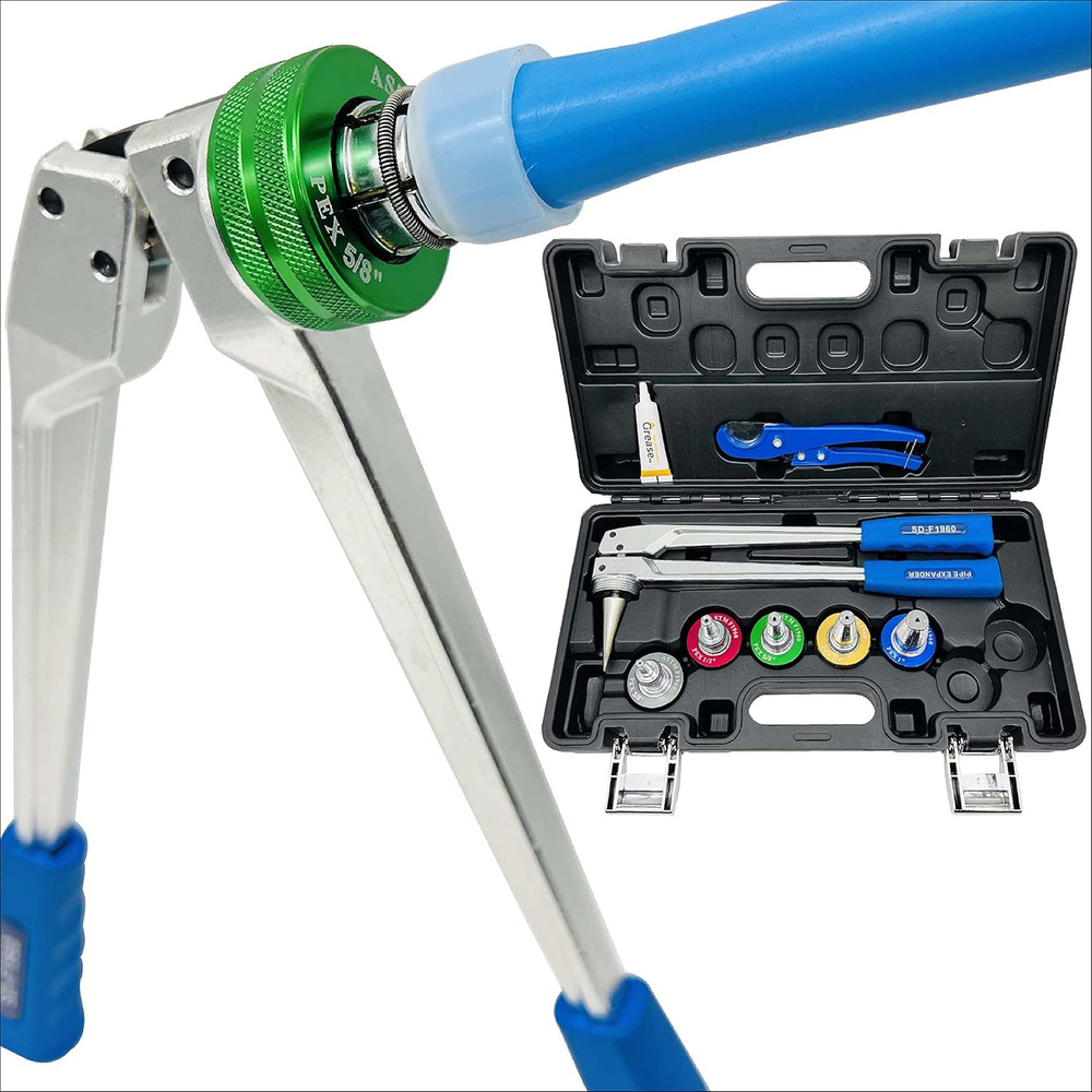 Manual PEX Pipe Expander Tool Kit with 5PCS Be 3/8&rdquo;,1/2&Prime;,5/8&Prime;,3/4&Prime;,1&Prime; Expansi&hellip;