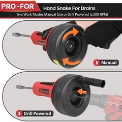 -FOR Drain Auger, 16.4FT Plumbing Snake Drain Clog , Manual & Drill Powered D&hellip;