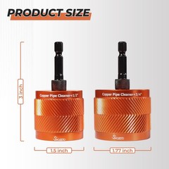 1/2&Prime; & 3/4&Prime; Metal Copper Pipe Cleaner Set,with 1/4 Hex Shank,Each Additional 2PC