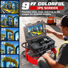 200Ft Sewer Camera with 9&Prime; HD Screen, 512Hz Sonde & 32GB DVR for Inspections