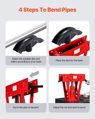 Hydraulic Pipe Bender 16 Ton Manual Pipe Bending Tool with 8 Dies