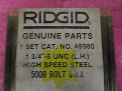 Ridgid 48980 1 3/4&Prime;- 5 UNC Left Hand High Speed Steel 500B Bolt Dies