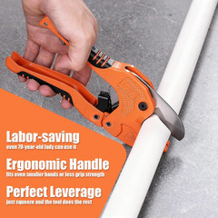 PVC Pipe Cutter, PVC Cutter Cuts PVC/CPVC/PP/PEX/PE Pipe Up to 1-1/4&rdquo;, One-hand