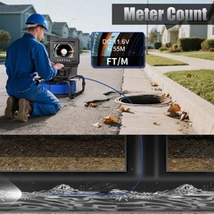 60M Pipe Inspection Camera Drain Sewer Camera 512hz Self Leveling Meter Counter