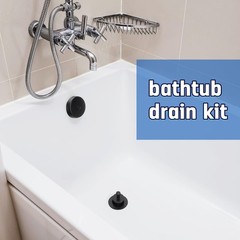 Brass Bathtub Drain Kit, Lift and Turn Tub with Single Hole Black