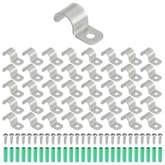 40Packs Stainless Steel Pipe Strap Fit for 3/8in(10mm) Cable U Shape Strap Clamp