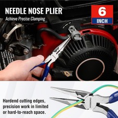 WORKPRO 3-Piece Pliers Tool Set &ndash; 6&Prime; Needle Nose, 6&Prime; Slip Joint & Diagonal Plier