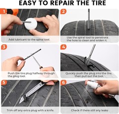 Flat Tire Repair Kit with Plugs 16 Pcs, Heavy Duty Tire Plug Kit for Car, Motor