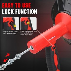 Drain Auger 33 Ft with Easy Cable Rewind System, Plumbing Snake with Drill Ad&hellip;