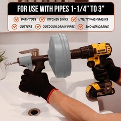 50m Drain Auger Manual or Drill Powered Plumbing Snake with Gloves Bag Included