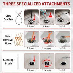 Drain Snake 35 Ft with Drill Attachment, Auto Feed 1/4 Inch Plumbing 35FT