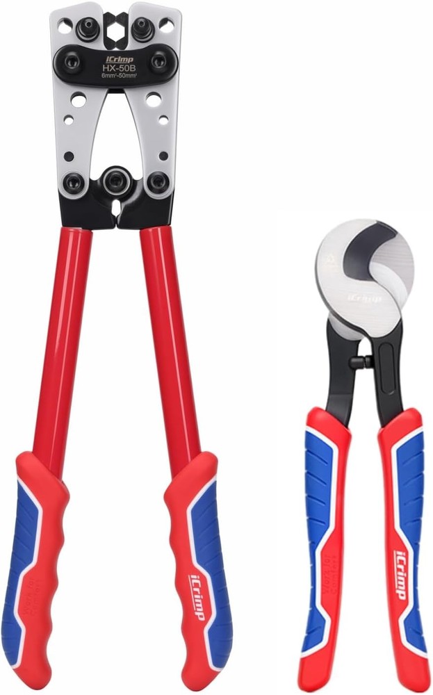 iCrimp Battery Cable Lug Crimping Tool for 8, 6, 4, 2, 1, 1/0 AWG Heavy Duty Wir