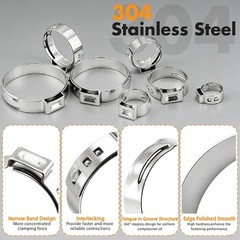 360PCS Single Ear Hose Clamp Kit,16 Sizes 5.3-36.1mm 304 Stainless Steel with Cr