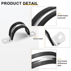 14Pcs 27mm（1-1/16&Prime;） 304Stainless Steel Rubber 2 Hole U-Tube Strap Clamp, Black