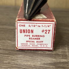 Union Pipe Burring Reamer #27 5/16&Prime;-1-1/4&Prime; 8 Flute Bit Brace Chrome Vanadium