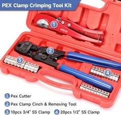 Ratchet PEX Cinch Tool with Removing Function for 3/8-in, 1/2-in, 3/4-in, 1-i&hellip;