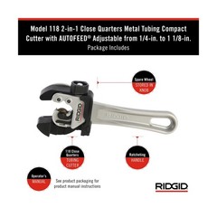 RIDGID 32573 Model 118 2-in-1 Close Quarters Tubing Cutter for 1/4&Prime; to 1-1/8&Prime;&hellip;