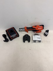 RIDGID RP 115 Mini Press Kit with 1/2&Prime; & 3/4&Prime; ProPress Jaws, Battery, & Charger