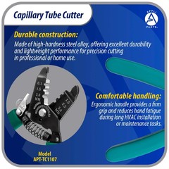 Appli Parts APT-TC1107 Capillary Tube Cutter for Copper up to 1/8 in 3 mm, Profe