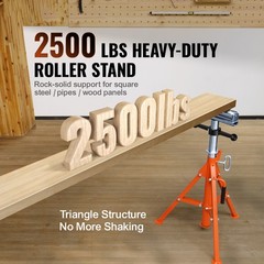 VEVOR Roller Pipe Stand Jack 28&Prime;- 52&Prime; Adjustable 45# Steel Foldable 2500 LBS