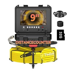 50M Drain Sewer Camera Pipe Inspection Camera w/ Meter Counter 9&Prime; Monitor 32GB