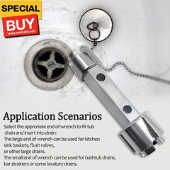 Tub Drain Remover Wrench, Heavy Duty Drain Wrench Aluminum Alloy Wrench for Inst