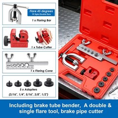 Brake Line Flaring Tool Kit &ndash; 3/16&Prime; & 1/4&Prime; with 25FT Copper Brake Line, 94pcs Fi