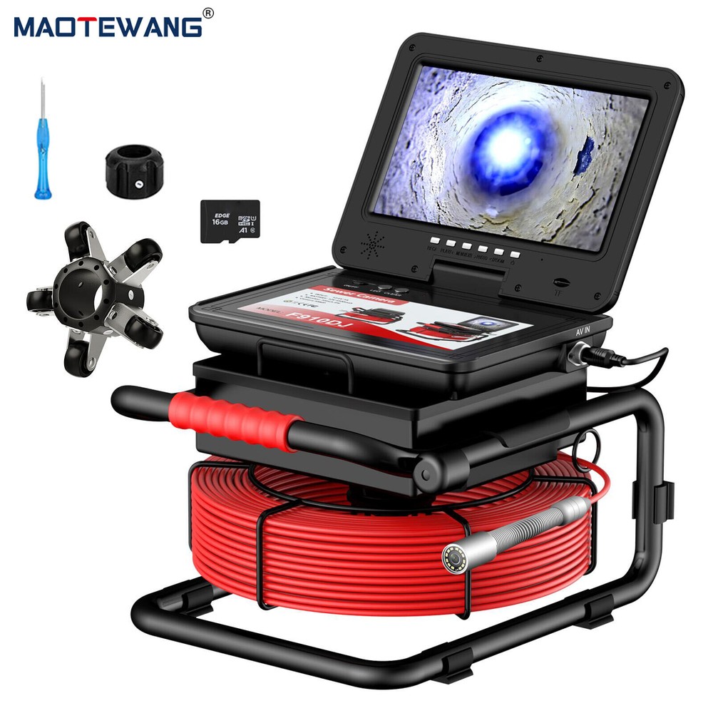 Sewer Drain Inspection Camera Pipe Endoscope 30M Meter Counter 10&Prime; Video Camera