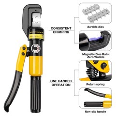 10 Ton Hydraulic Crimping Tool 12AWG-2/0 with 9 Dies for Battery Cable Wire Rope