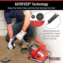RIDGID 55808 PowerClear 120-Volt Drain Cleaning Machine Kit for Tubs, Showers, a