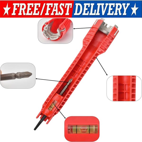 5 in 1 Faucet Sink Installer Home Multi Tool Pipe Wrench For Plumbers Homeowners