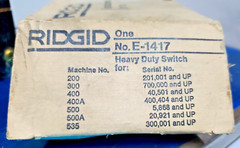 NOS Ridgid 44505 E-1417 Replacement Forward/Reverse Switch 300 Power Drive nos