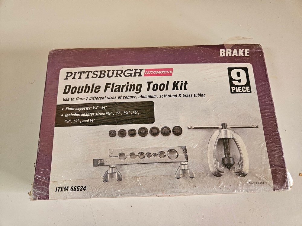 Pittsburgh 9 Pcs Double Flaring Tool Kit Item# 66534 Size 3/16-5/8 New Sealed