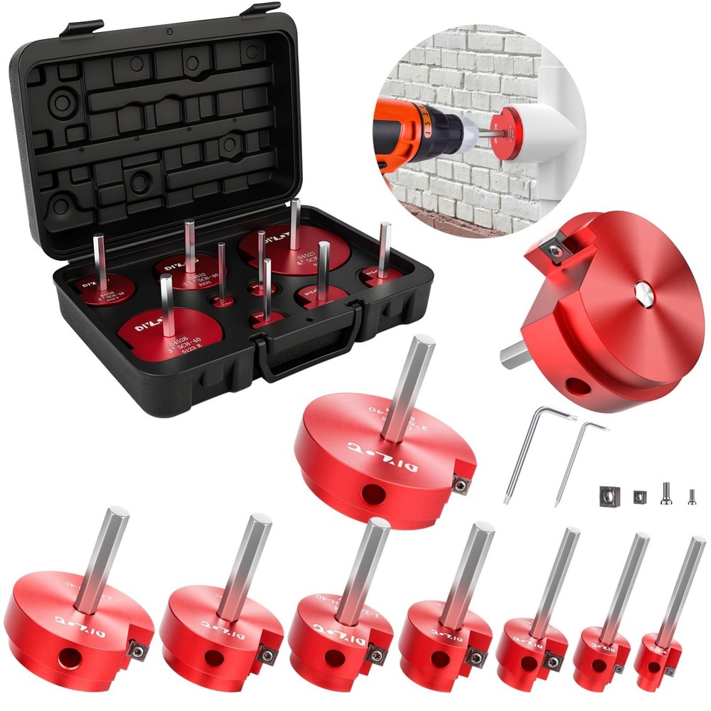 PVC Pipe Reamer Set, 9-Piece Fitting Saver for SCH40, Aluminum with 2 Blades, 1/