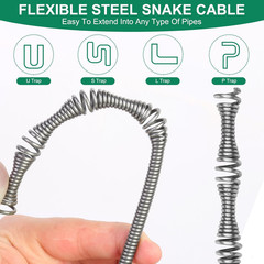50 FT Drain Snake Plumbing Clog Remover with Drill Attachment