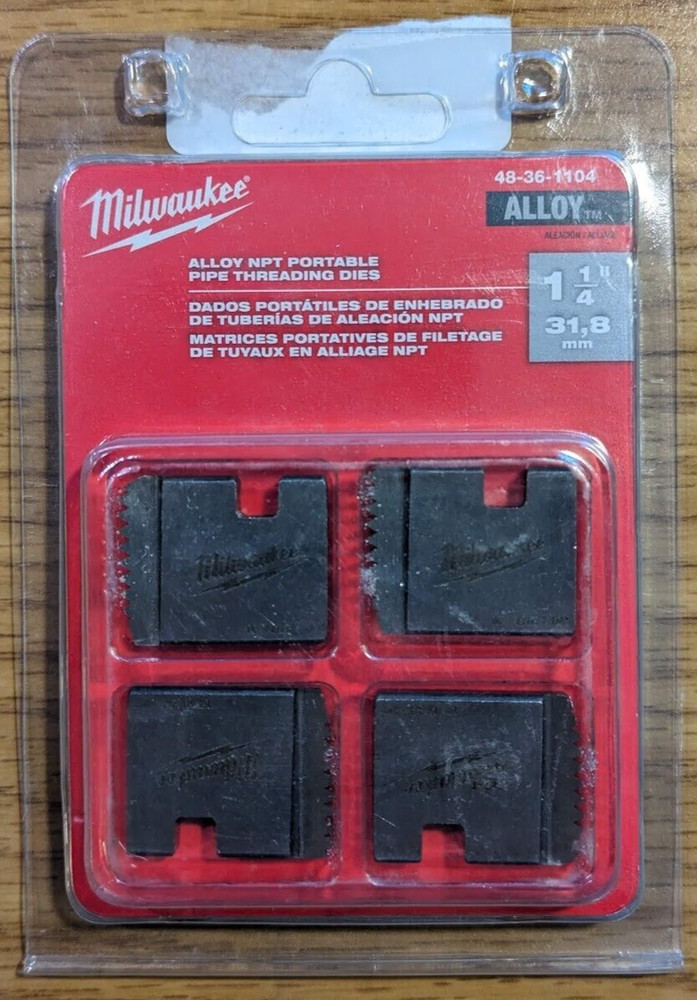 Milwaukee Model №: 48-36-1104 1-1/4 in. (1.25&Prime;) ALLOY NPT Pipe Threading Dies