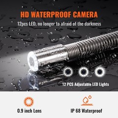 9-inch 720p Drain Line Camera with 393ft Cord and Screen Unit