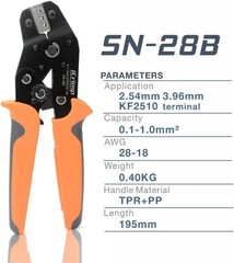 iCrimp SN-28B Dupont Crimping Tool for JST & Molex-Style, AWG 28-18 | Ratcheting