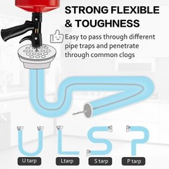 25FT Drain Auger Drain Snake Tool Professinal Plumbing Snake Drain Snake 1/4inch