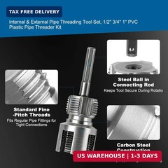 3PCS PVC Pipe Threading Tool Set for 1/2&Prime; 3/4&Prime; 1&Prime; Pipes &ndash; Dual Internal & Extern