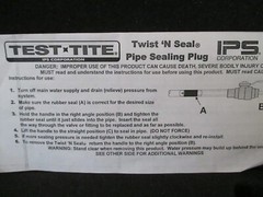 IPS TEST-TITE TWIST N SEAL PIPE SEALING PLUG KIT 1-1/4&Prime; to 2&Prime; 83790