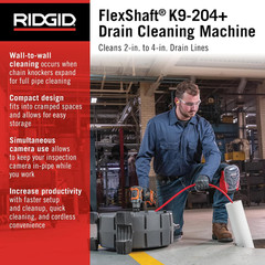 76198 Flexshaft K9-204+ Drain Cleaning Machine for 2&Prime; to 4&Prime; Pipe, Professional W